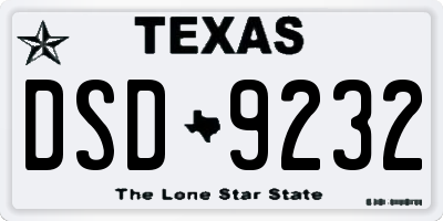 TX license plate DSD9232