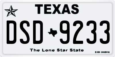 TX license plate DSD9233