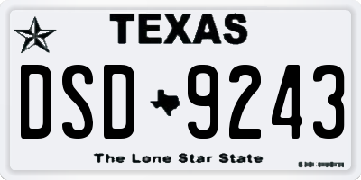 TX license plate DSD9243