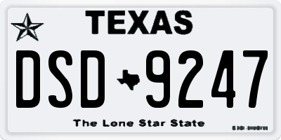 TX license plate DSD9247