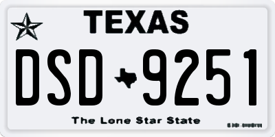 TX license plate DSD9251