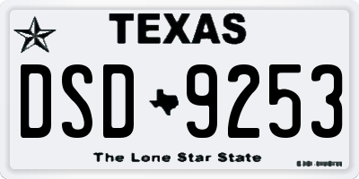 TX license plate DSD9253