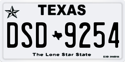 TX license plate DSD9254