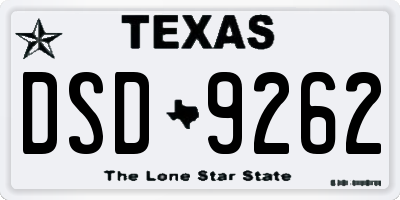 TX license plate DSD9262