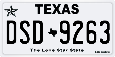 TX license plate DSD9263