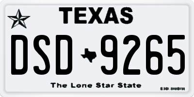 TX license plate DSD9265
