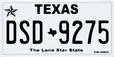 TX license plate DSD9275