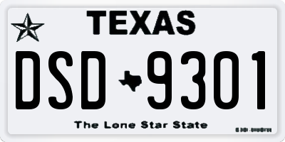 TX license plate DSD9301