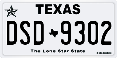 TX license plate DSD9302