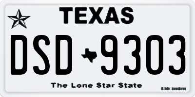 TX license plate DSD9303