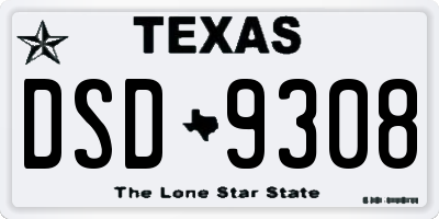 TX license plate DSD9308