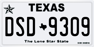 TX license plate DSD9309