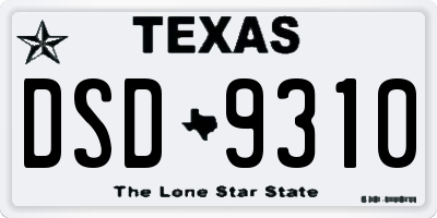 TX license plate DSD9310