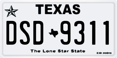 TX license plate DSD9311
