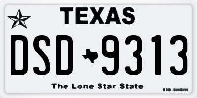 TX license plate DSD9313