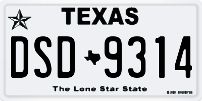 TX license plate DSD9314