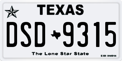 TX license plate DSD9315