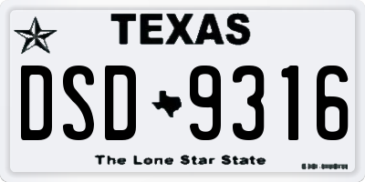 TX license plate DSD9316