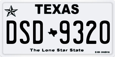 TX license plate DSD9320