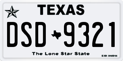 TX license plate DSD9321