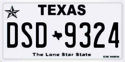 TX license plate DSD9324
