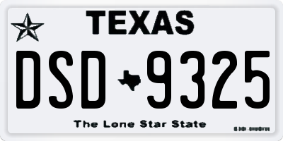 TX license plate DSD9325