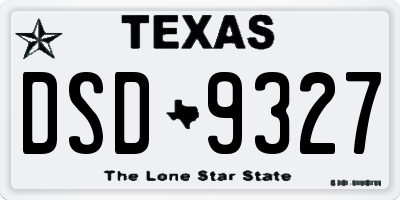 TX license plate DSD9327
