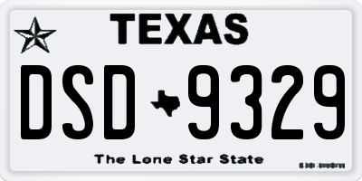 TX license plate DSD9329