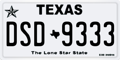 TX license plate DSD9333