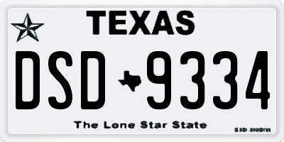 TX license plate DSD9334