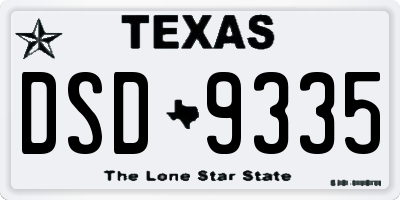 TX license plate DSD9335