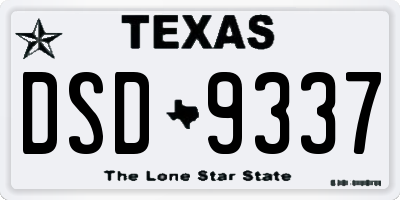TX license plate DSD9337