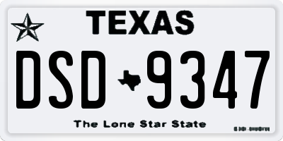 TX license plate DSD9347