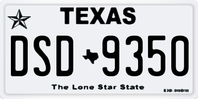 TX license plate DSD9350