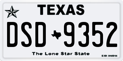 TX license plate DSD9352
