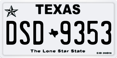 TX license plate DSD9353