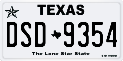 TX license plate DSD9354