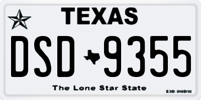 TX license plate DSD9355
