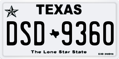TX license plate DSD9360