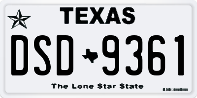 TX license plate DSD9361
