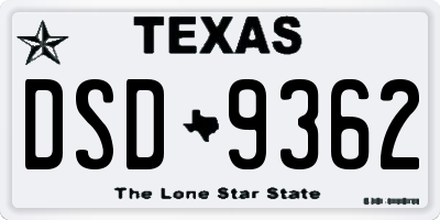 TX license plate DSD9362