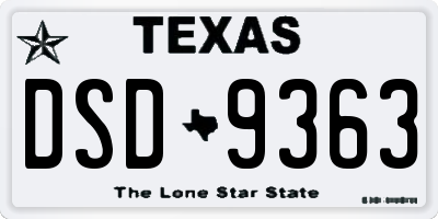 TX license plate DSD9363