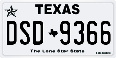 TX license plate DSD9366