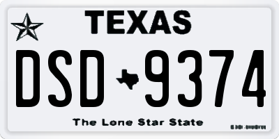 TX license plate DSD9374