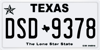 TX license plate DSD9378
