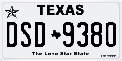 TX license plate DSD9380