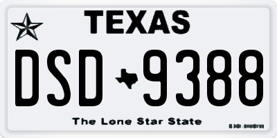 TX license plate DSD9388