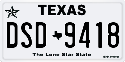 TX license plate DSD9418