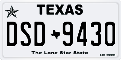 TX license plate DSD9430
