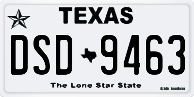 TX license plate DSD9463